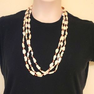 Vintage 3 Tier Polished Stone Necklace